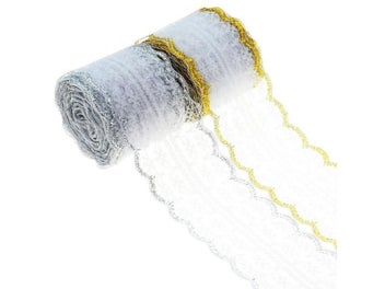 Listing 2 of 15 for 10Meters/Roll 4.5cm Embroidery Gold Silver Lace Ribbon DIY Apparel Sewing