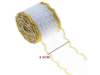 Listing 5 of 15 for 10Meters/Roll 4.5cm Embroidery Gold Silver Lace Ribbon DIY Apparel Sewing