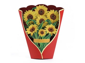 Listing 2 of 2 for 3D Pop Up Sunflower Bouquet Greeting Cards Kit Mothers Day Paper Flower Bouquet