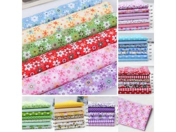 Listing 7 of 10 for 7Pcs 100 Cotton Floral Fabric Sewing Patchwork Bundle 25*25cm