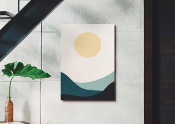 Listing 5 of 8 for Digital Art Prints, Dining Room Art, Japanese Style, Minimalistic Landscape Art