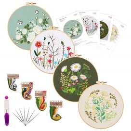 Listing 1 of 8 for Embroidery Starters Kit, 4 Pack Cross Stitch Kits