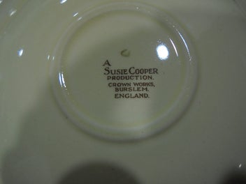 Listing 9 of 16 for Suzie Cooper. (X6) Saucers. (X3) Cups. (X1) Bowl. Feather Pattern. Pick Up Only.