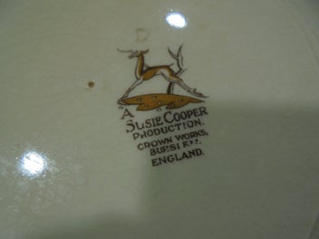 Listing 13 of 16 for Suzie Cooper. (X6) Saucers. (X3) Cups. (X1) Bowl. Feather Pattern. Pick Up Only.