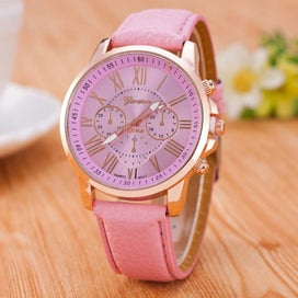 Listing 2 of 5 for Double-Layer Pink Fashion Literal Simple Belt Watch Unisex Quartz