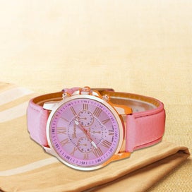 Listing 3 of 5 for Double-Layer Pink Fashion Literal Simple Belt Watch Unisex Quartz