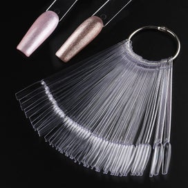 Listing 2 of 7 for 50pcs False Nail Tips Clear Nail Gel Polish Display Fan With Ring