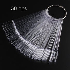 Listing 3 of 7 for 50pcs False Nail Tips Clear Nail Gel Polish Display Fan With Ring