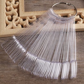Listing 7 of 7 for 50pcs False Nail Tips Clear Nail Gel Polish Display Fan With Ring