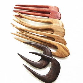Listing 4 of 7 for Vintag Hair Jewelry Hand-Carved Wood Sticks Hairpins Women U Shape