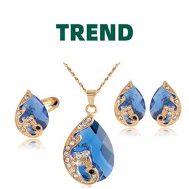 Listing 4 of 6 for Designer Styles Creative Peacock Water Drop Jewelry 3 Piece Set