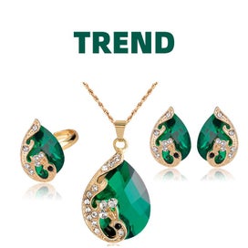 Listing 6 of 6 for Designer Styles Creative Peacock Water Drop Jewelry 3 Piece Set