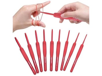 Listing 3 of 11 for Silicone Crochet Hooks Set Needle Handle Frosted Aluminum Handmade DIY Hook