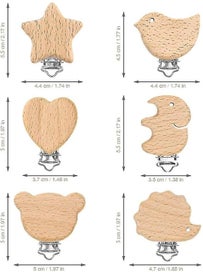 Listing 2 of 4 for Attached Pacifier Chain Stroller Teether Set.wood Bead Rattle Rings Kit Fr Baby