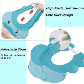 Listing 5 of 5 for Baby Shower Cap - Kids Bath Visor Adjustable Toddler Shower Cap(blue)