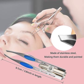 Listing 4 of 4 for 6 Pieces Light Tweezers, Stainless Steel Tweezers With Led Light, Makeup Eyelash