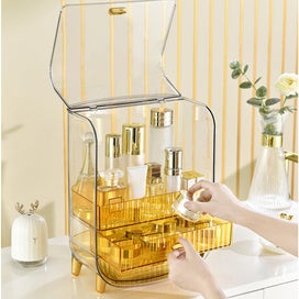 Listing 4 of 6 for SOGA 3 Tier Golden Yellow Multifunctional Countertop Cosmetic Storage Makeup ...