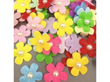 Listing 4 of 6 for DIY 200pcs 26mm Pearl Cloth Flower Crafts For Scrapbooking