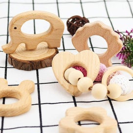 Listing 5 of 5 for Rattle Toy Animal Wooden Teether Baby Animal Wooden Teethers For Baby