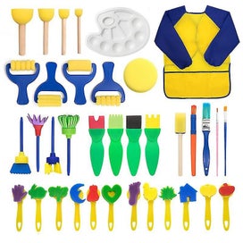 Listing 1 of 4 for Sponge Paint Brushes Kits, 36pcs Kids Painting Brushes Drawing Tools Kits, Chil