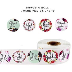 Listing 3 of 4 for 2 Pack Thank You Stickers Roll 500pcs Round Circle Labels Stickers Roll For Chri