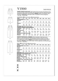 Listing 2 of 2 for Vogue Pattern Misses' Shorts and Pants V1900 Y5 (18-20-22-24-26)