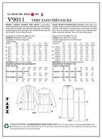 Listing 2 of 2 for Vogue Pattern 9011 Misses' Jacket Shorts and Pants V9011 LRG-XLG-XXL
