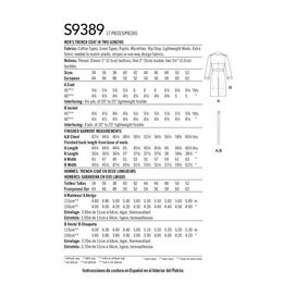 Listing 2 of 2 for Simplicity Pattern 9389 Men's Trench Coat BB (44-46-48-50-52)