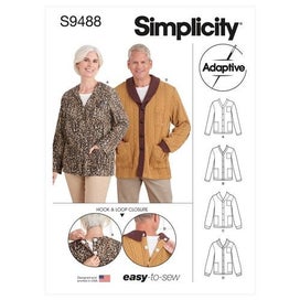 Listing 1 of 2 for Simplicity Pattern 9488 Unisex Adaptive Cardigan A (XS-S-M-L-XL)