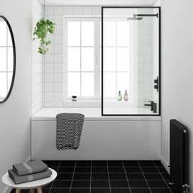 Listing 3 of 6 for Bath Screens Frameless 10mm Fixed Panel 850mmx1500mm with 2 Matte Black Channels