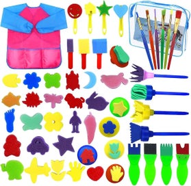Listing 1 of 4 for 52 Pieces Sponge Brush Set Kids, Kids Painting Tools Set, Sponge Painting Brush,