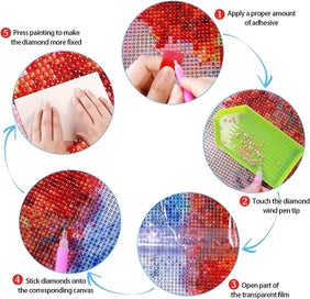 Listing 4 of 4 for 5d Diamond Painting Full Set, Pink Flower Painting Suit Embroidery Picture Cross