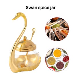 Listing 1 of 3 for Aluminum Alloy Condiment Pot Seasoning Container Spice Glass Jar Salt Sugar Bowl