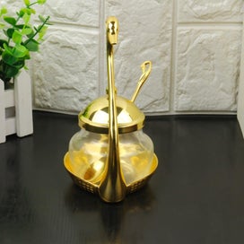 Listing 2 of 3 for Aluminum Alloy Condiment Pot Seasoning Container Spice Glass Jar Salt Sugar Bowl