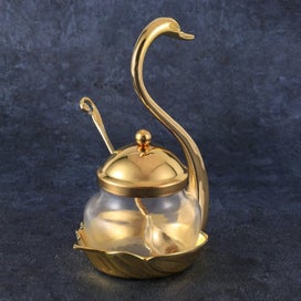 Listing 3 of 3 for Aluminum Alloy Condiment Pot Seasoning Container Spice Glass Jar Salt Sugar Bowl