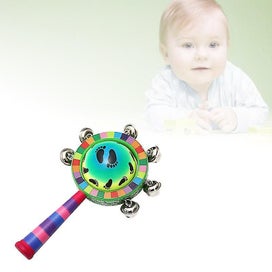 Listing 3 of 3 for Baby Wooden Rattle Colorful Jingle Bells Stick Shaker Kids Children Musical Toys