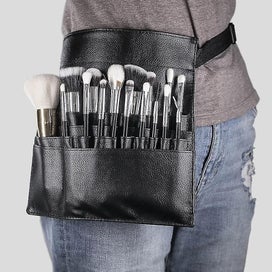 Listing 5 of 8 for Black Leather Profession Beautician Makeup Brushes Bag With Waist Belt Female Be
