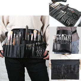 Listing 4 of 8 for Black Leather Profession Beautician Makeup Brushes Bag With Waist Belt Female Be