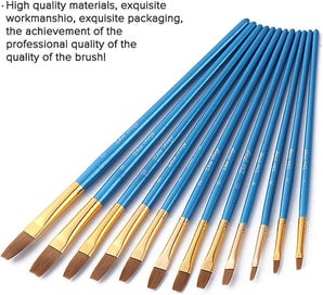 Listing 3 of 5 for Artist Brush, 12 Flat Brush Set Painting, Artist Brush Bristle Brush For Waterco