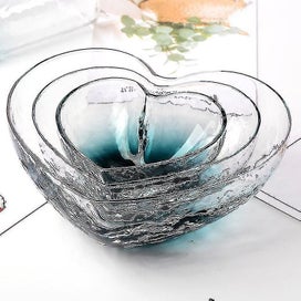 Listing 2 of 4 for Fruit Salad Transparent Heart Shaped Crystal Glass Bowl Colorful Dessert Bowl