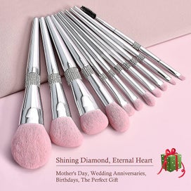 Listing 4 of 4 for Glitter Makeup Brushes Sets -11pcs Cosmetic Brushes Set Bling Crystal Silver Mak