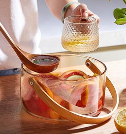 Listing 3 of 3 for Hand Basket Glass Fruit Tea Basket Large Salad Bowl Living Room Snack Dried Frui