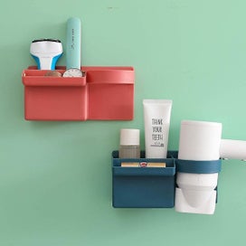 Listing 3 of 3 for Hair Dryer Rack, Free Punching Bathroom Toilet Storage Rack, Hair Dryer Wall Rac