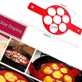 Listing 1 of 4 for Silicone Baking Mould Egg Maker Pancake Flipper Egg Ring Nonstick Round Egg Ring