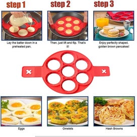 Listing 2 of 4 for Silicone Baking Mould Egg Maker Pancake Flipper Egg Ring Nonstick Round Egg Ring