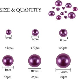 Listing 2 of 5 for About 690pcs 6 Sizes Mediumorchid Flat Back Pearl Cabochon For Crafts Scrapbooki