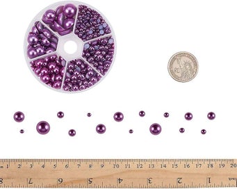 Listing 3 of 5 for About 690pcs 6 Sizes Mediumorchid Flat Back Pearl Cabochon For Crafts Scrapbooki