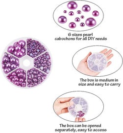 Listing 4 of 5 for About 690pcs 6 Sizes Mediumorchid Flat Back Pearl Cabochon For Crafts Scrapbooki