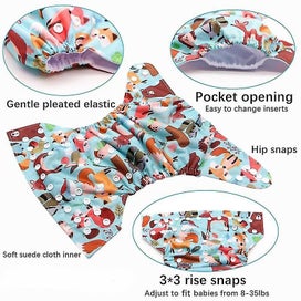 Listing 3 of 5 for Baby Reusable Cloth Diaper Adjustable Nappies Eco-friendly Nappy Newborn Cloth D