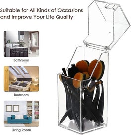 Listing 4 of 4 for Clear Acrylic Dustproof Makeup Brush Organizer, Cosmetic Brush Eyebrow Pencil St